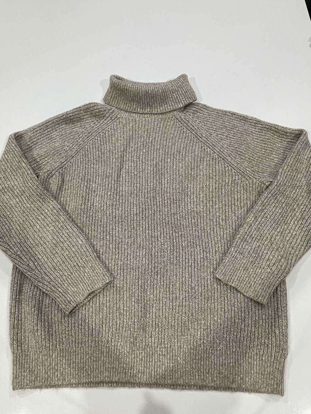 the GAP Beige Tan Knit Cotton Boxy Turtleneck Sweater